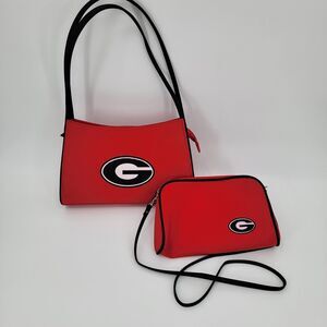 Sandol Womens Red Georgia Bulldogs Purse Plus Add'l Crossbody Purse 2 in 1